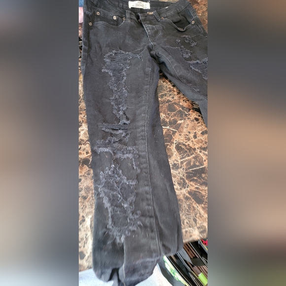 12 AM Nation distressed black skinny jeans men's sz 30×30. EUC - Picture 5 of 6